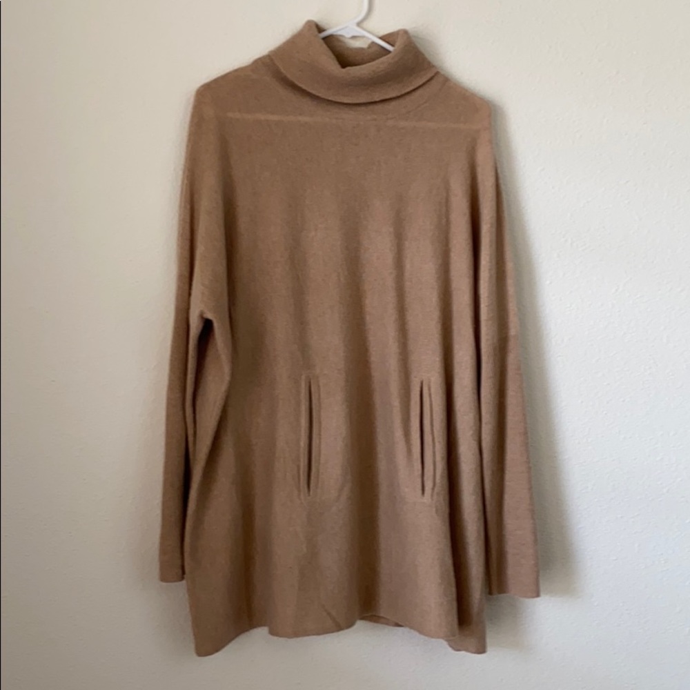 Cashmere/Merino Wool tunic sweater with turtleneck